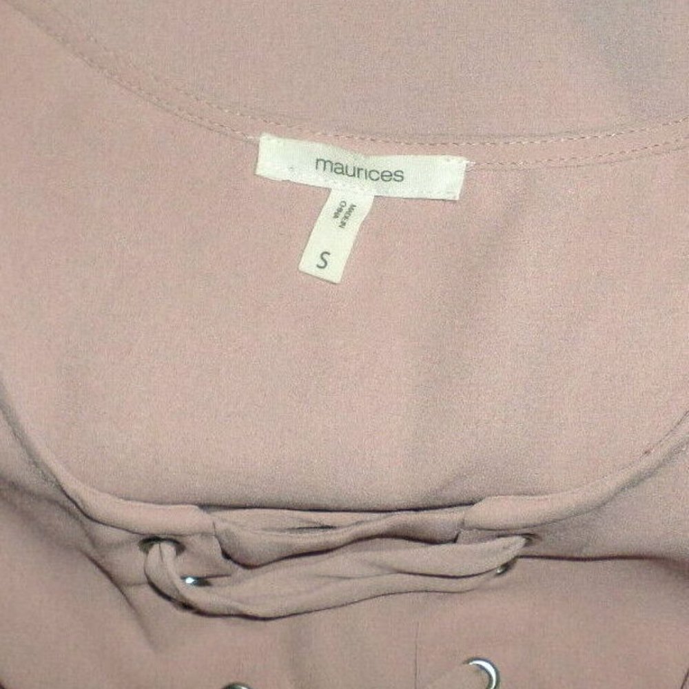 S Women's MAURICES Lace Up Inspired Blouse Top - Picture 6 of 8